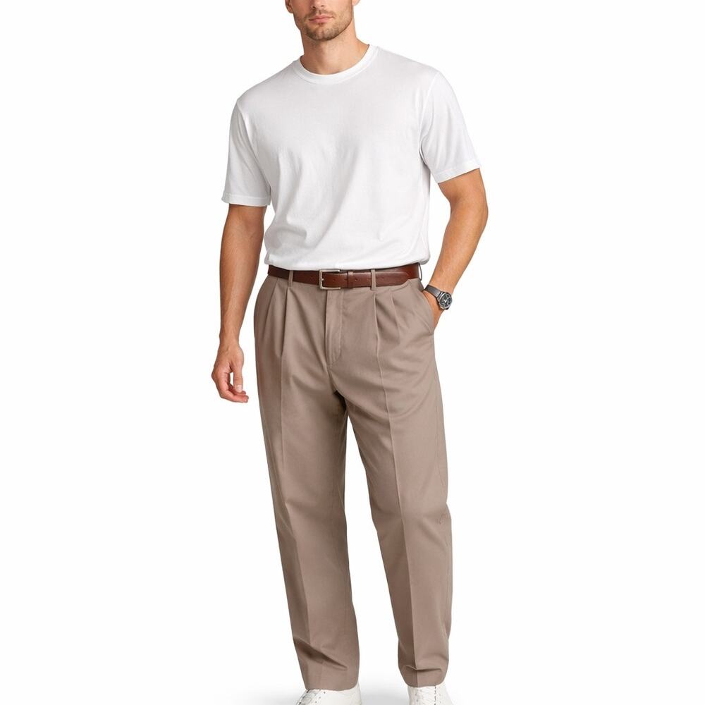 L.L. Bean Men’s Pleated Chino Pants Size 42 NWT Brown